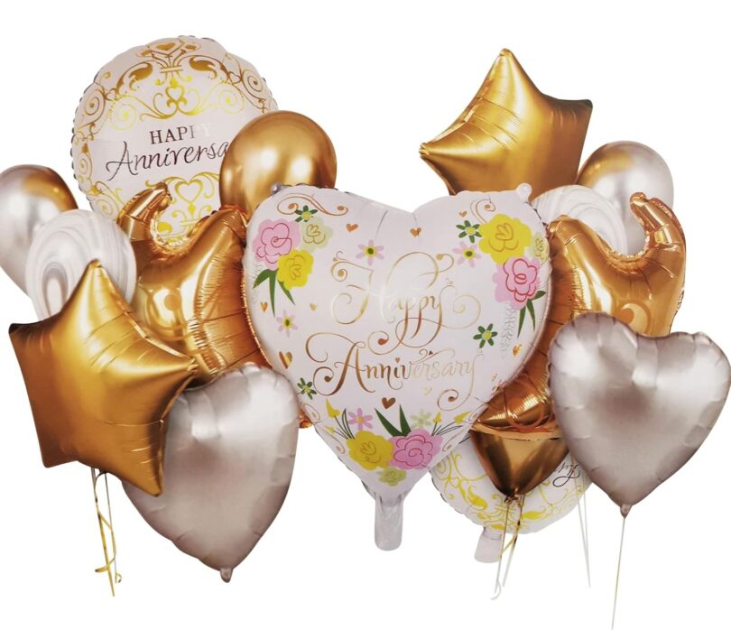 Happy Anniversary Balloons Foil balloon and Latex balloon  (11 pcs )