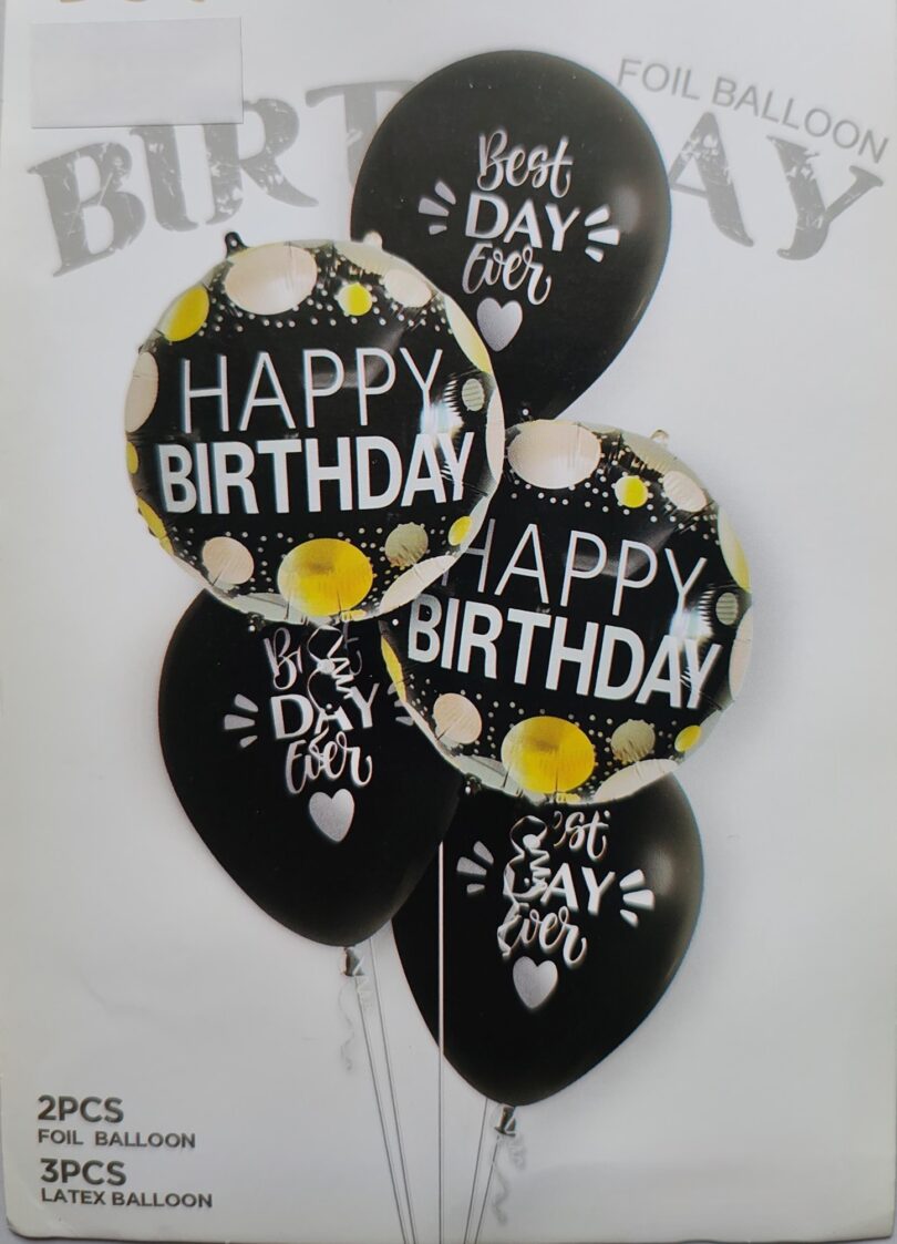 Happy Birthday Foil Balloon and Latex Balloons Set (5 pcs) - Image 4