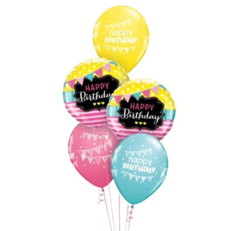 Happy Birthday Foil Balloon and Latex Balloons Set (5 pcs) - Image 3