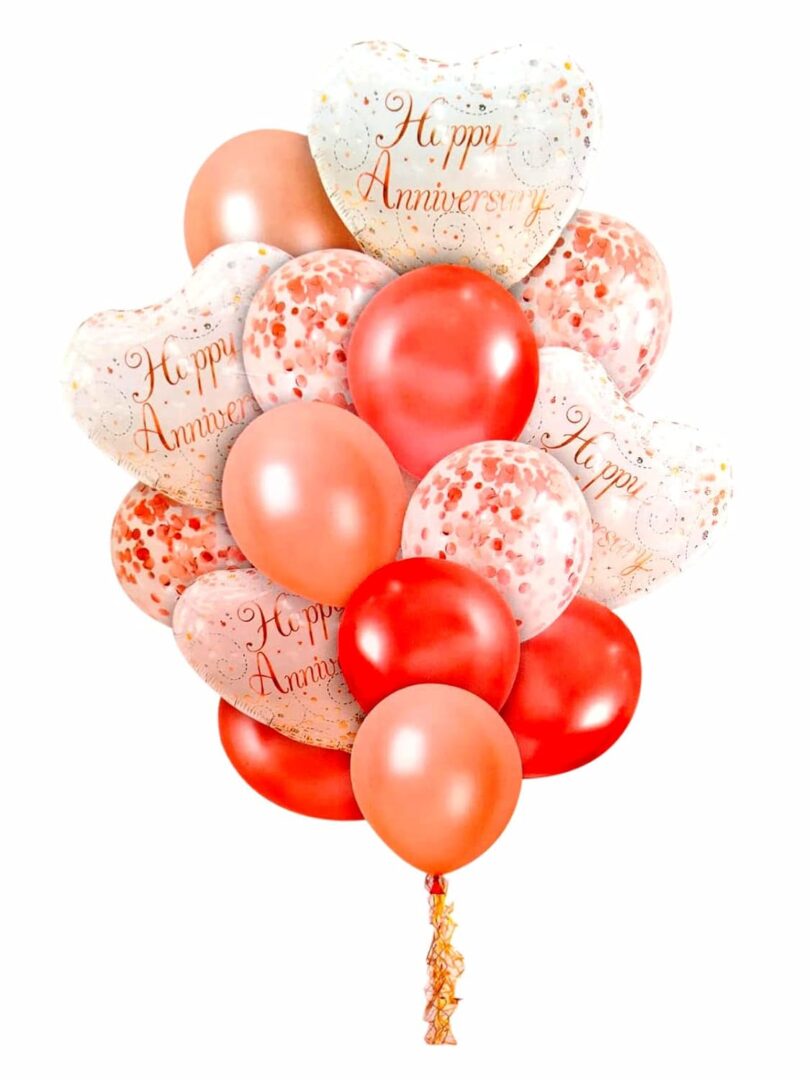 Anniversary Rose Gold Mix Balloons for Decoration (pack of 16 pcs )