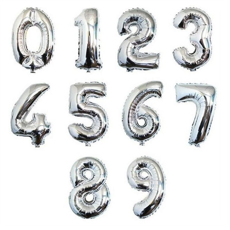 16 Inch Number Foil Balloon For Birthday (Silver )