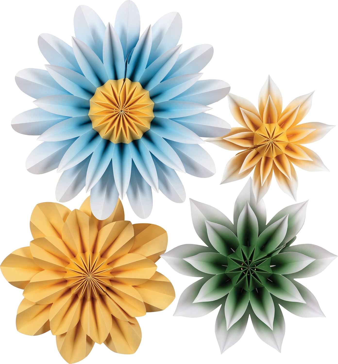  Floral Sunshine Paper Flowers Premade Decorations (Set of 4 pcs, Multicolor)