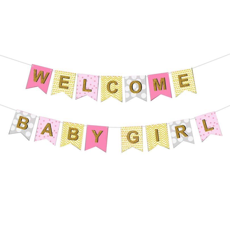 Welcome Baby Boy Or Welcome Baby Girl Paper Banner (pack of 1 ) - Image 2